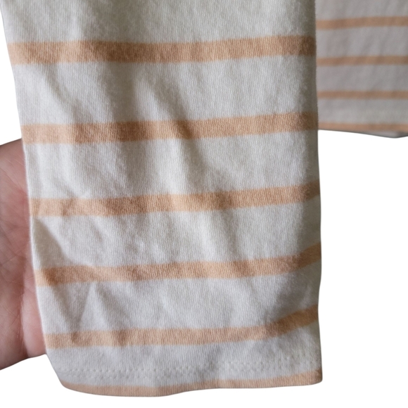 Amour Vert Berkeley Long Sleeve Organic Cotton Top Ivory/Biscotti Stripes Xs New - Picture 5 of 9